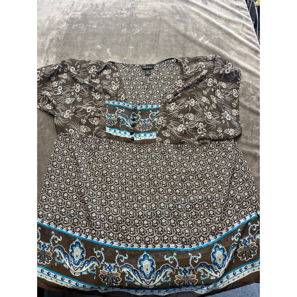 Lane Bryant Brown Floral Print Tunic Top Plus Size 22W‎